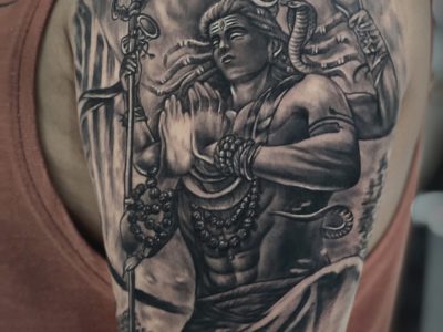 Lord Shiva Tattoo By Mukesh Waghela Best Tattoo Artist In Goa At Moksha Tattoo Studio Goa India.