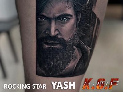 Actor Yash Portrait Tattoo By Mukesh Waghela The Best Tattoo Artist In Goa At Bangalore Seminar.