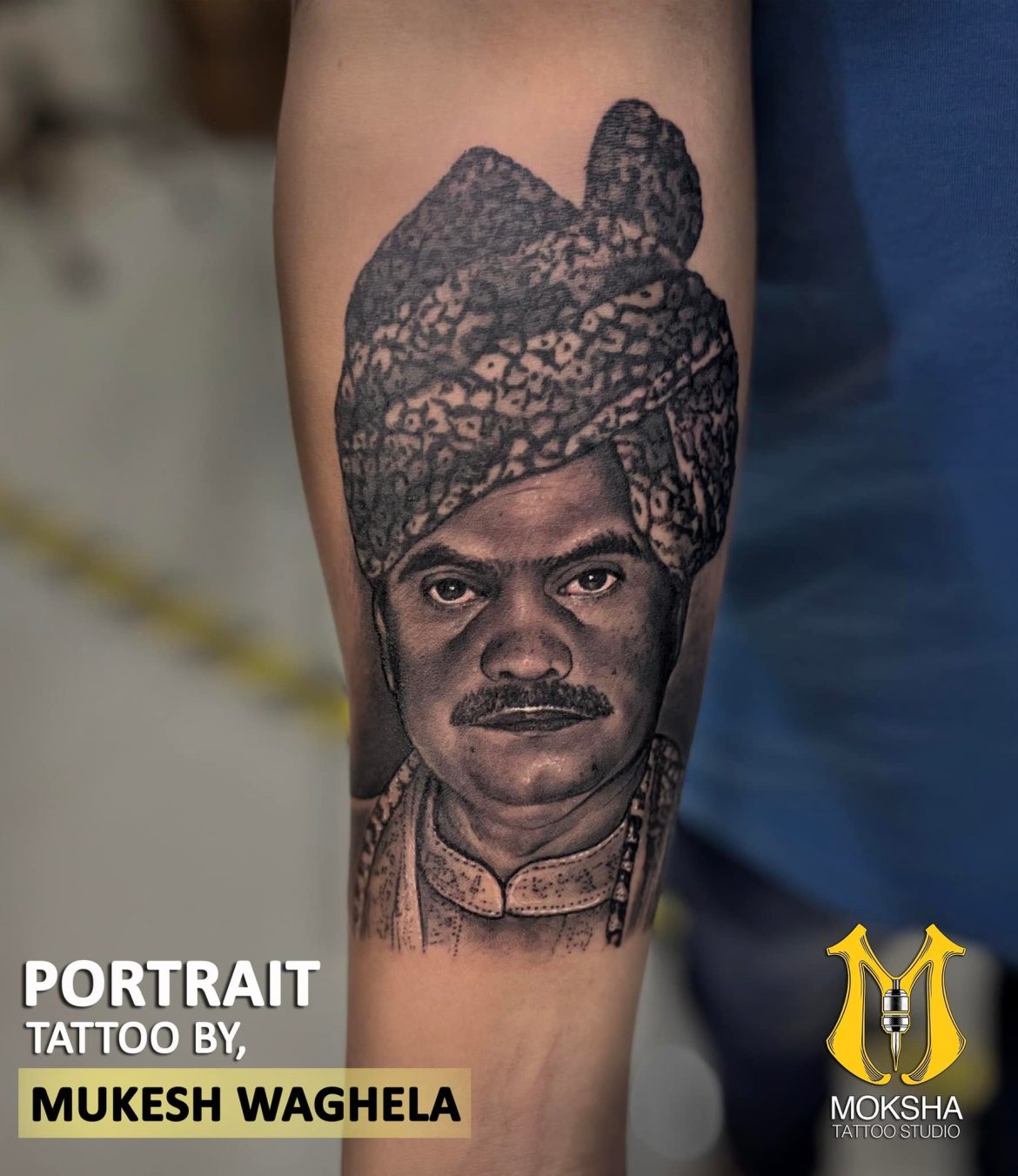Portrait Tattoo by Mukesh Waghela The Best Tattoo Artist In Goa At Moksha Tattoo Studio Goa India.