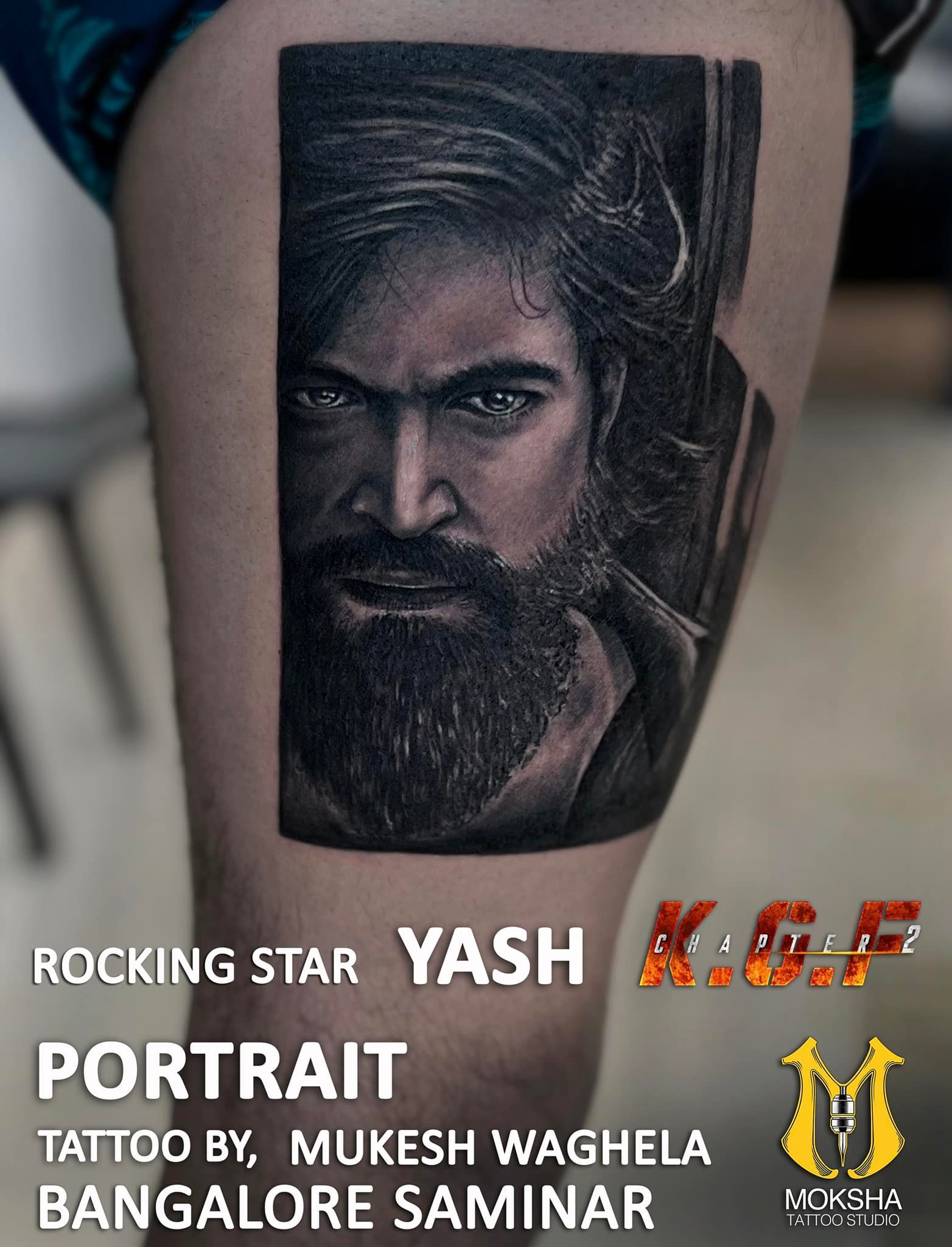 YASH ROCKING STAR PORTRAIT TATTOO at BANGALORE TATTOO SEMINAR by MUKESH  WAGHELA - Best Tattoo Artist in Goa Safe, Hygienic #1 Best Tattoo Studio In  Goa India