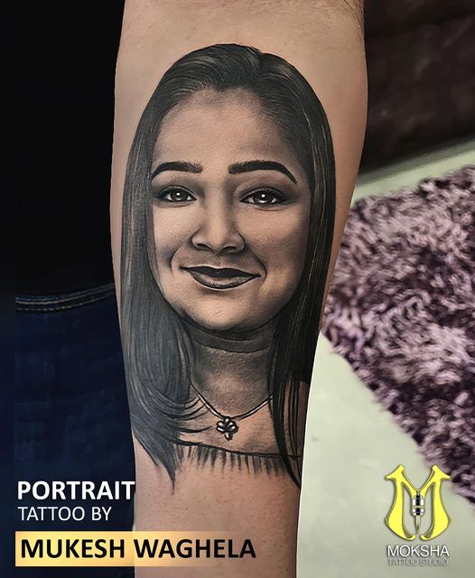 Realistic Portrait Tattoo By Mukesh Waghela The Best Tattoo Artist In Goa  India At Indore Tattoo Seminar. - Best Tattoo Studio Goa, Safe, Hygienic - Moksha  Tattoo